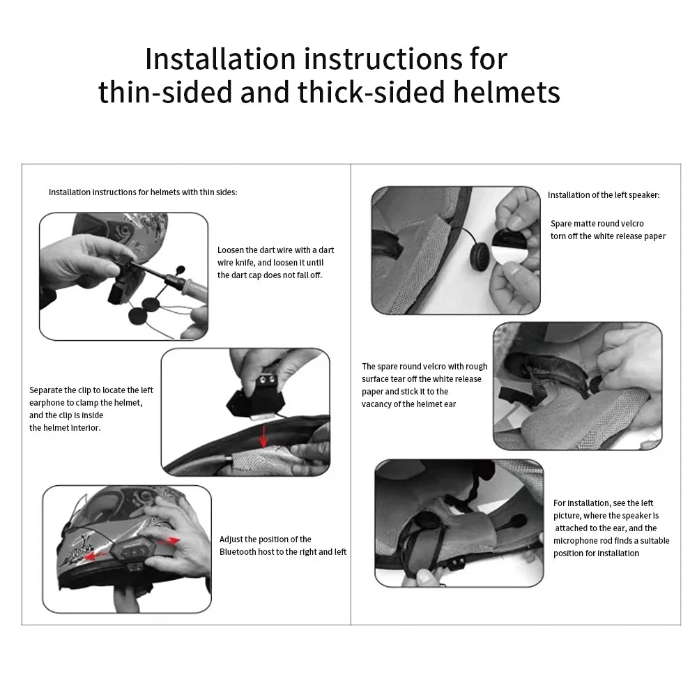 Motorcycle Helmet Headset Bluetooth 5.0 Headphone Wireless Hands-free Call Stereo IP67 Waterproof Earphone Music Player Speaker