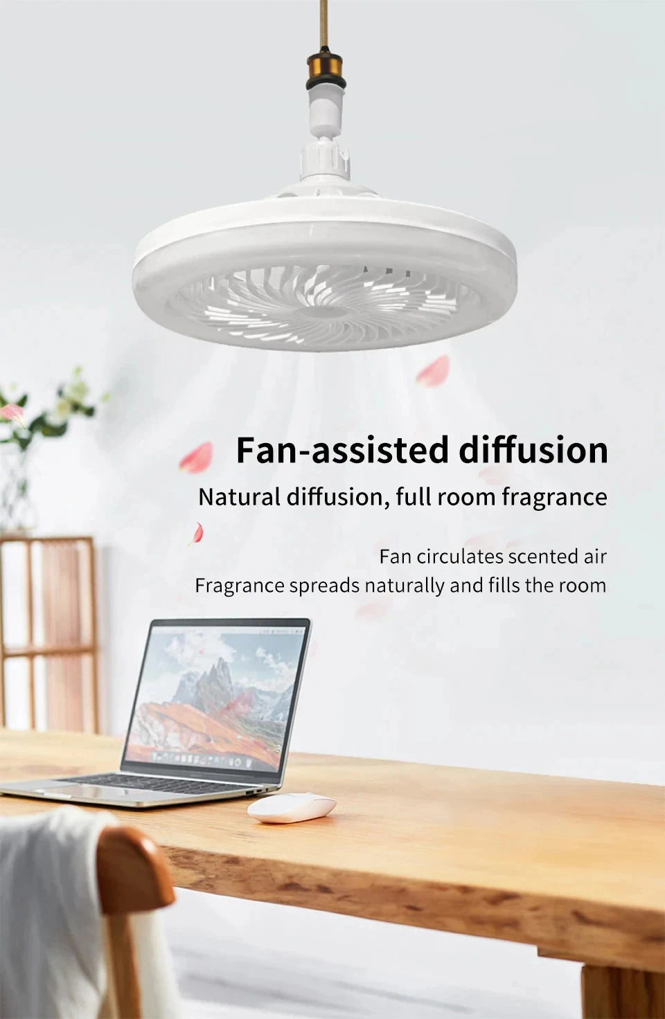 Modern Indoor 30W Ceiling Fan Lamp 360°Rotating with Remote Control E27 Living Room Bedroom Lighting LED Decorative Lights 2in1