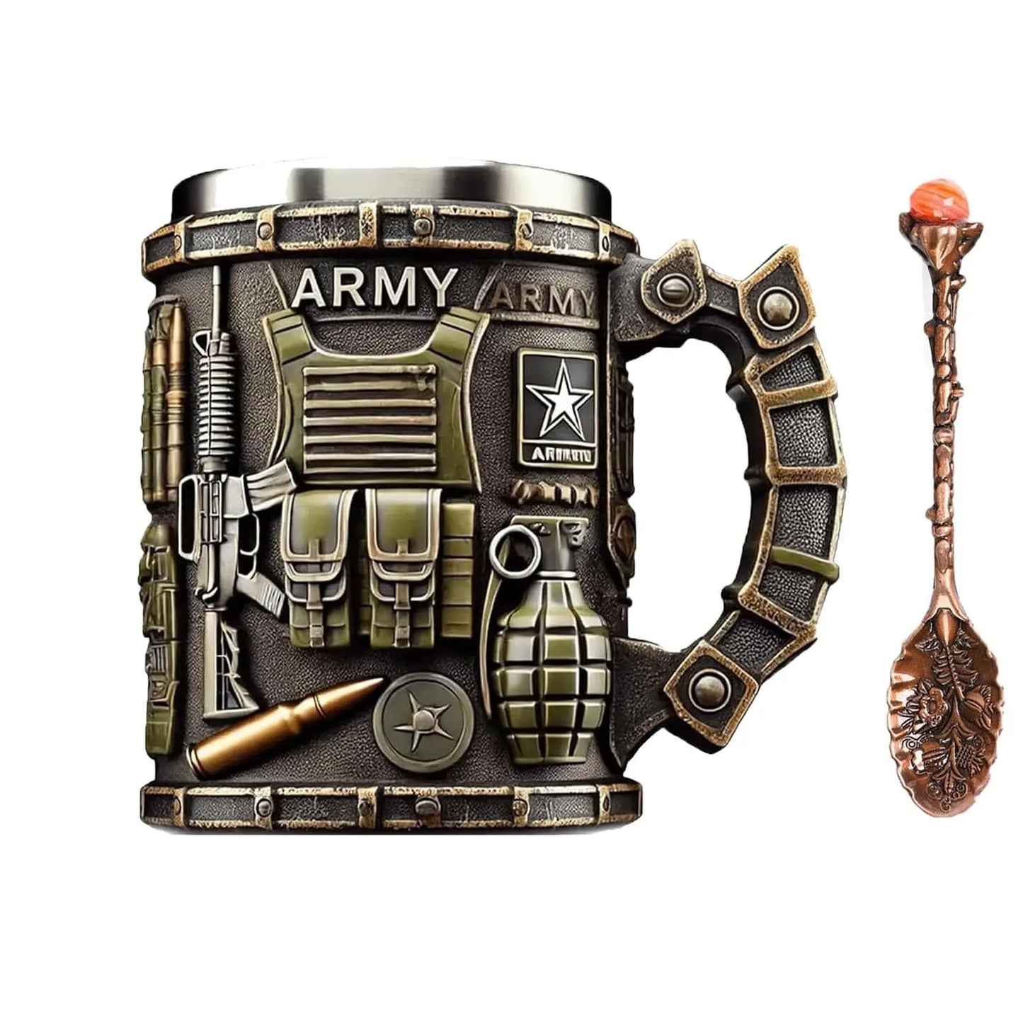 Military 3D Mug Beautiful Army Themed Creative Handmade Military Coffee Mug Gift for Veterans Kitchen Dining Drinkware