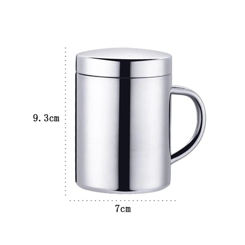 400ML Double Wall Anti Scalding Coffee Mug Insulated Portable Stainless Drink Cup Drinking Cup Steel Polishing Beer Tea Juice