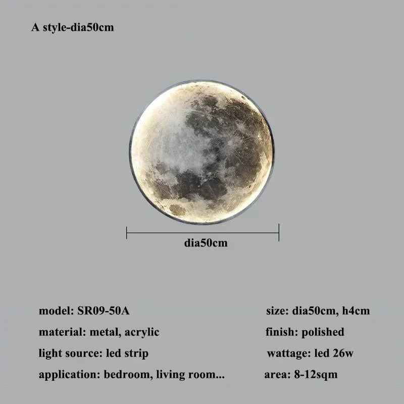Modern 3D Moon Led Wall Lamp Living Room Background Light Home Decor Lamparas Bedroom Bedside Lighting Corridor Sconce Luminaire
