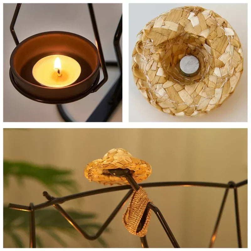 Rustic Wedding Table Centerpiece Decor Living Room Human Figurines Candlestick Gifts Candle Holders Home Decoration Accessories