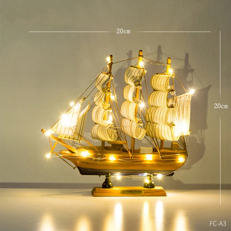 Wooden Sailboat Model home decor Mediterranean Style Home Decoration Accessories Creative Decoration Room Decor Birthday Gift