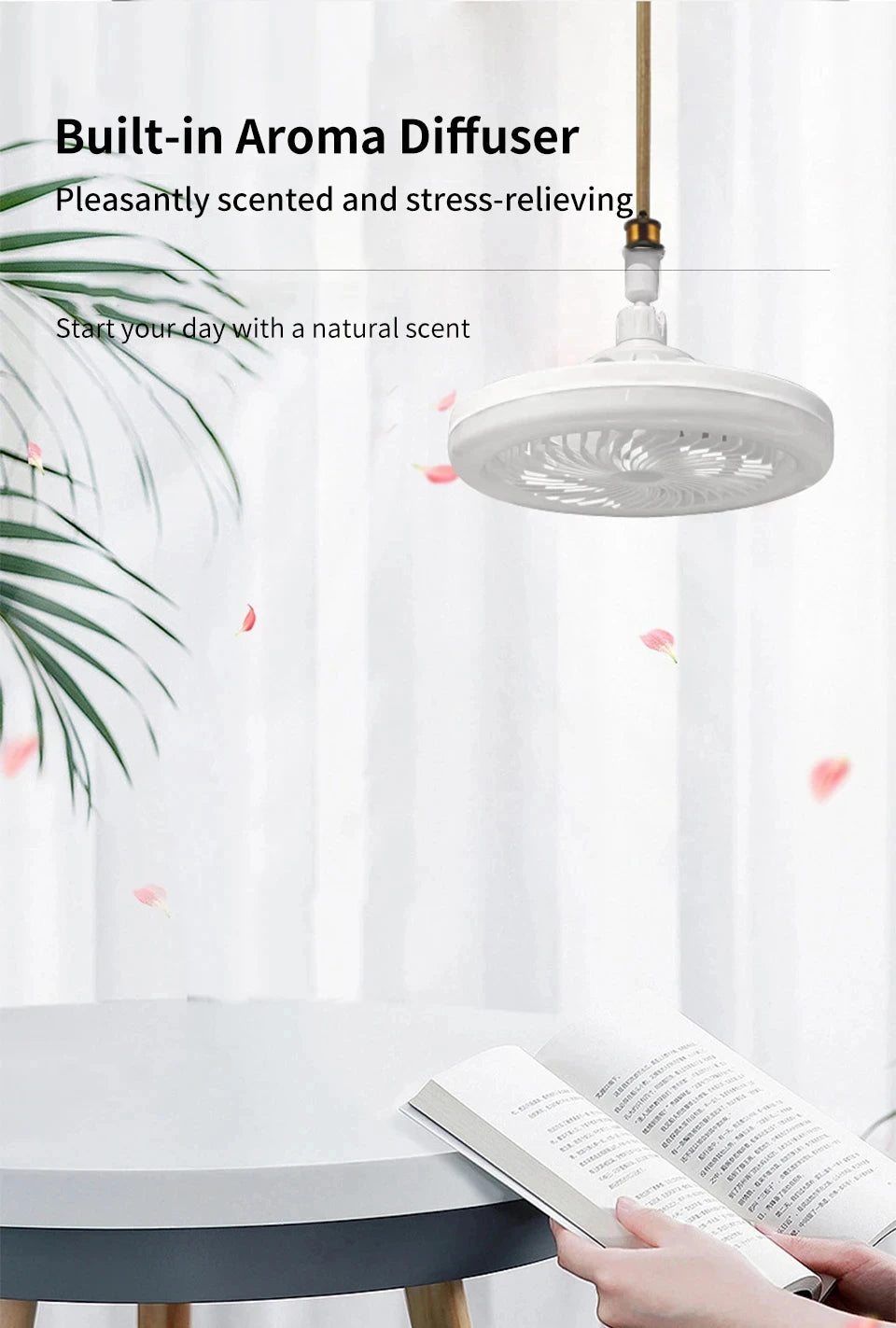 Modern Indoor 30W Ceiling Fan Lamp 360°Rotating with Remote Control E27 Living Room Bedroom Lighting LED Decorative Lights 2in1