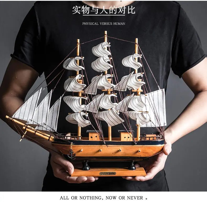 Wooden Sailboat Model home decor Mediterranean Style Home Decoration Accessories Creative Decoration Room Decor Birthday Gift