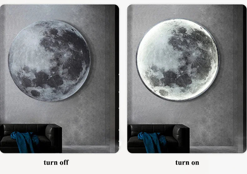 Modern 3D Moon Led Wall Lamp Living Room Background Light Home Decor Lamparas Bedroom Bedside Lighting Corridor Sconce Luminaire