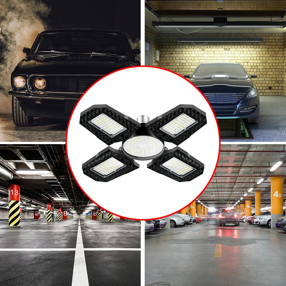 LED Garage Lamp 220V Floodlight E27 Light Bulb 200W 300W 400W Industrial Lighting Folding Warehouse Lampara Gym Ceiling Light