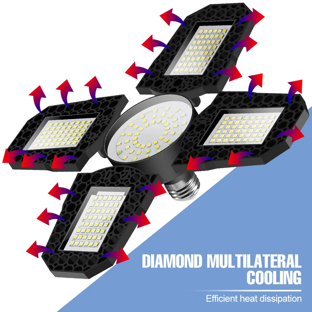 LED Garage Lamp 220V Floodlight E27 Light Bulb 200W 300W 400W Industrial Lighting Folding Warehouse Lampara Gym Ceiling Light