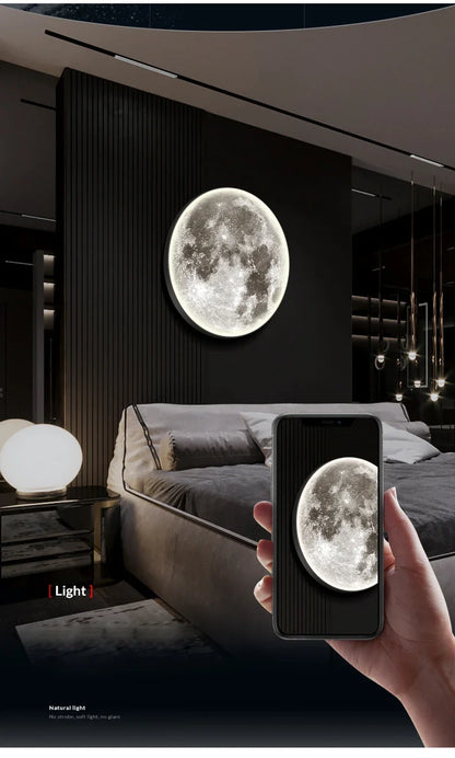 Modern 3D Moon Led Wall Lamp Living Room Background Light Home Decor Lamparas Bedroom Bedside Lighting Corridor Sconce Luminaire