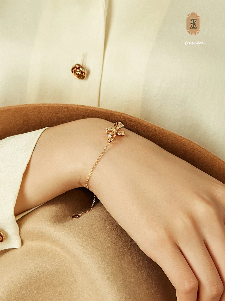 Bracelet French Bow Bracelet Silver-plated Light Luxury Niche High-end Sense Retro Temperament