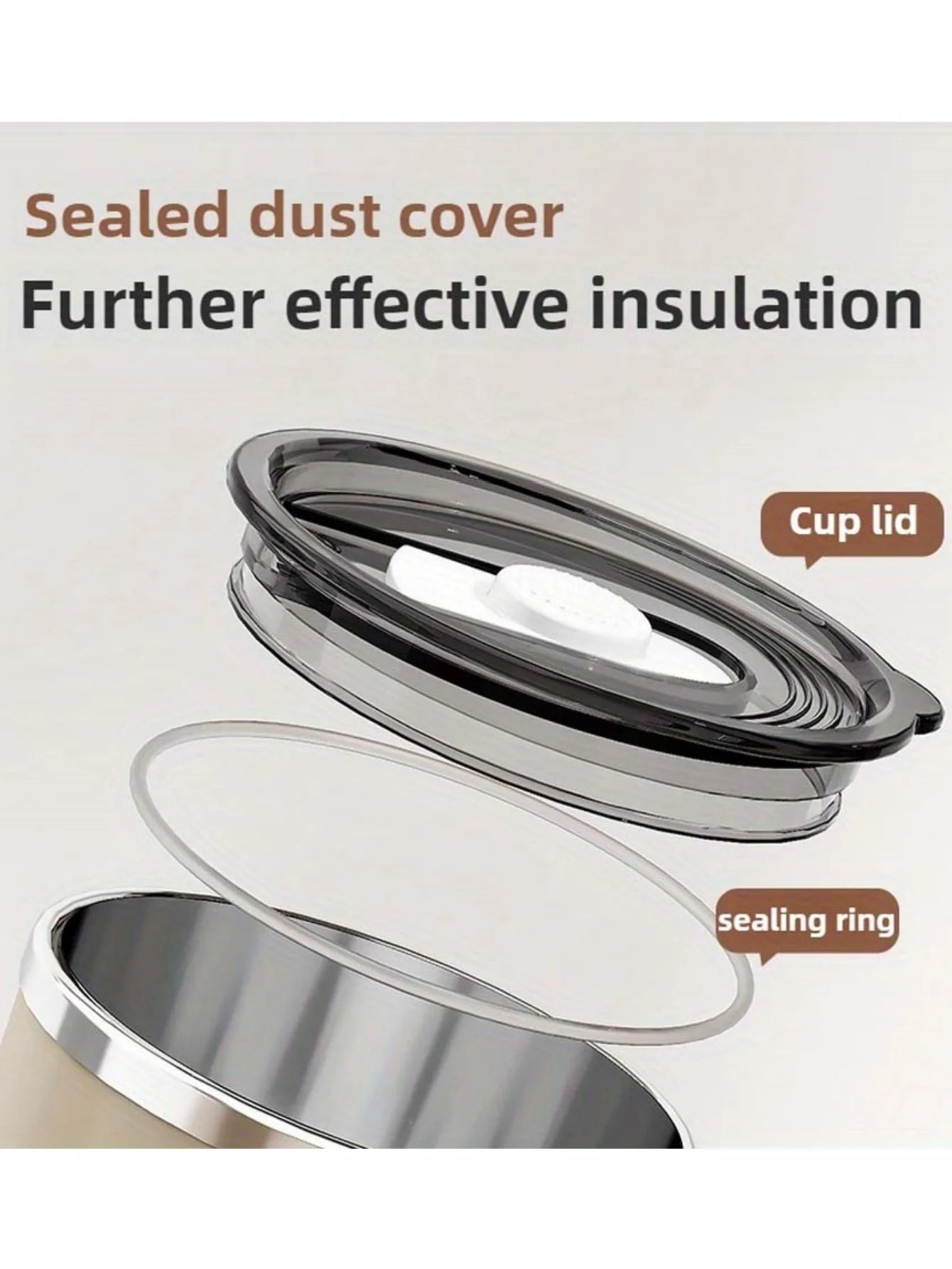 Stainless steel mug with lid, large-capacity office cup, brewed drinking cup, household coffee cup for men and women.