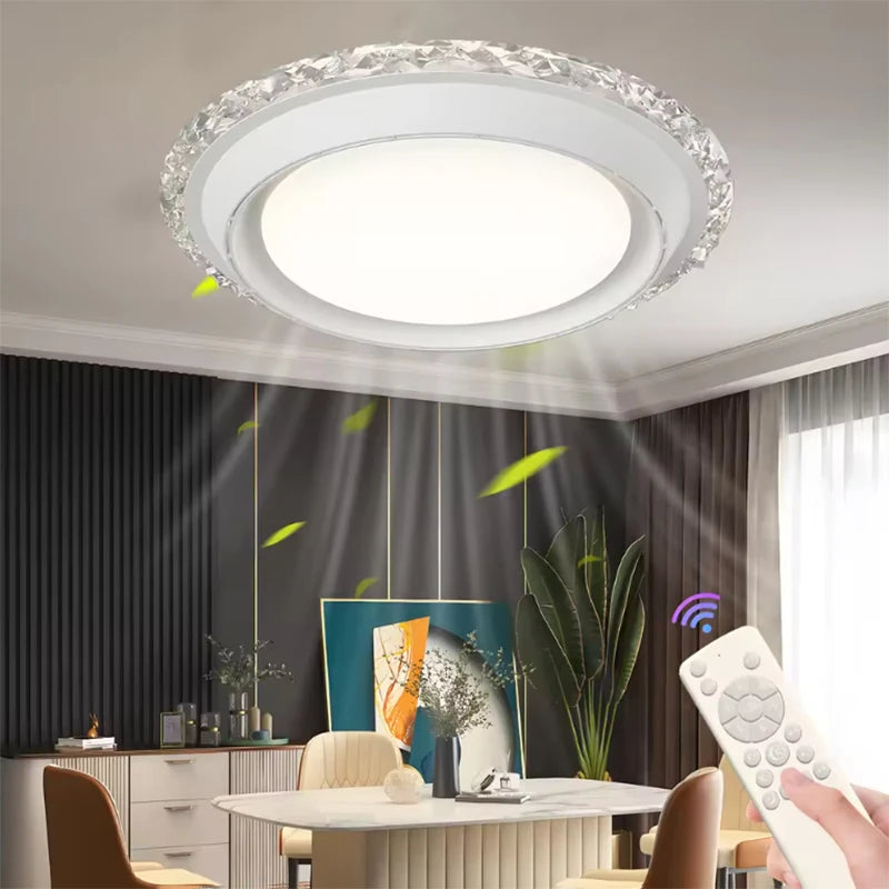 Modern Bladeless Ceiling Fan Lamps Bedroom Round Vaneless Ceiling Lamp Fan Remote Dimmable Bladeless ventilate Fan Circulator