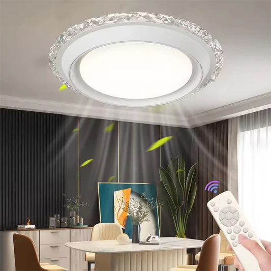 Modern Bladeless Ceiling Fan Lamps Bedroom Round Vaneless Ceiling Lamp Fan Remote Dimmable Bladeless ventilate Fan Circulator