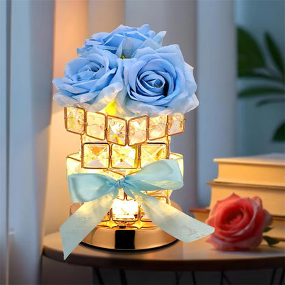 LED Crystal Rose Table Lamp 3 Colors Dimmable Magic Cube Rose Creative  Atmosphere Lights Bedroom Bedside Decor Lighting Gift ﻿