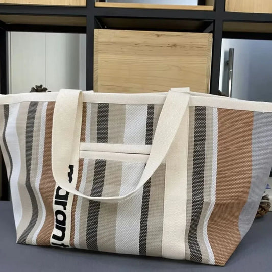 Sac tissé arc-en-ciel à la mode, sac de shopping décontracté, sac à main
