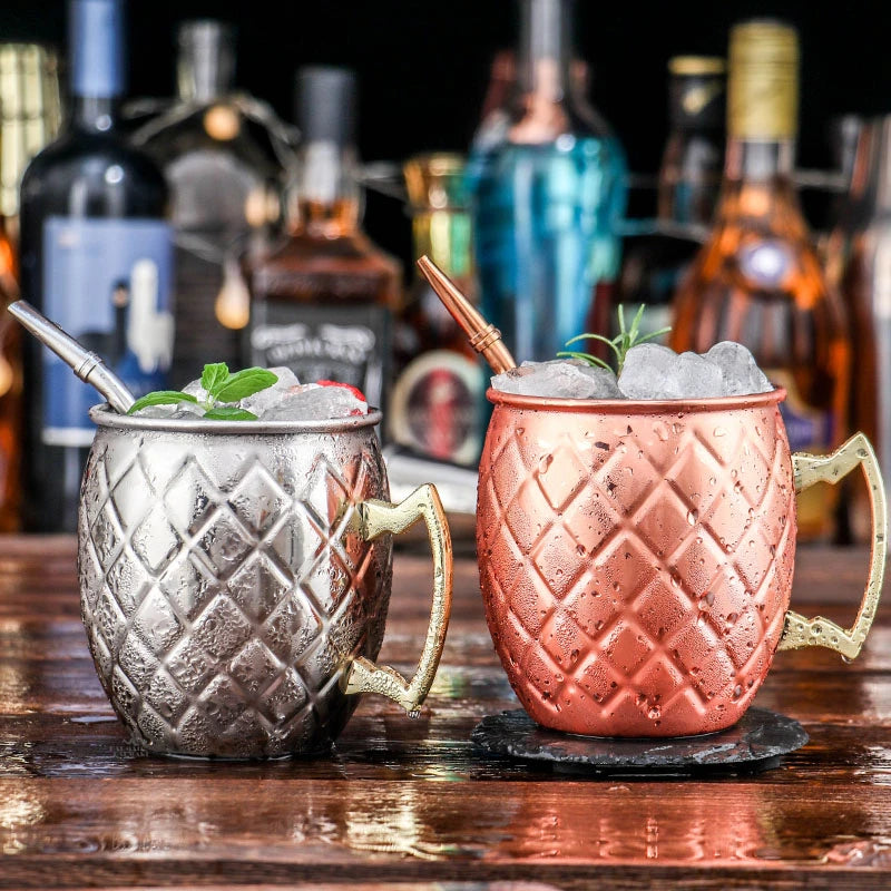 4pcs 550ml Hammered Copper Plated Moscow Mule Mug Cocktail Beer Coffee Cup Drinkware Tazas