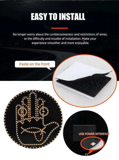 Funny LED Expression Gesture Atmospere Lamp With Remote Control Multi-function Display Car Rear Windshield Ambient Mood Light