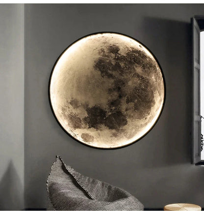 Modern 3D Moon Led Wall Lamp Living Room Background Light Home Decor Lamparas Bedroom Bedside Lighting Corridor Sconce Luminaire