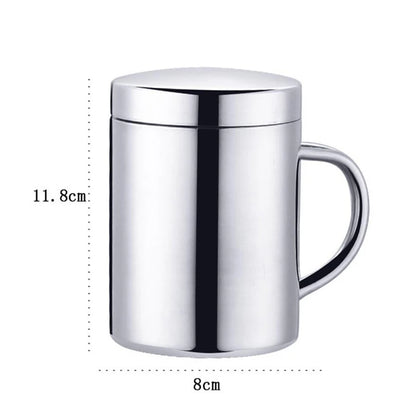 400ML Double Wall Anti Scalding Coffee Mug Insulated Portable Stainless Drink Cup Drinking Cup Steel Polishing Beer Tea Juice