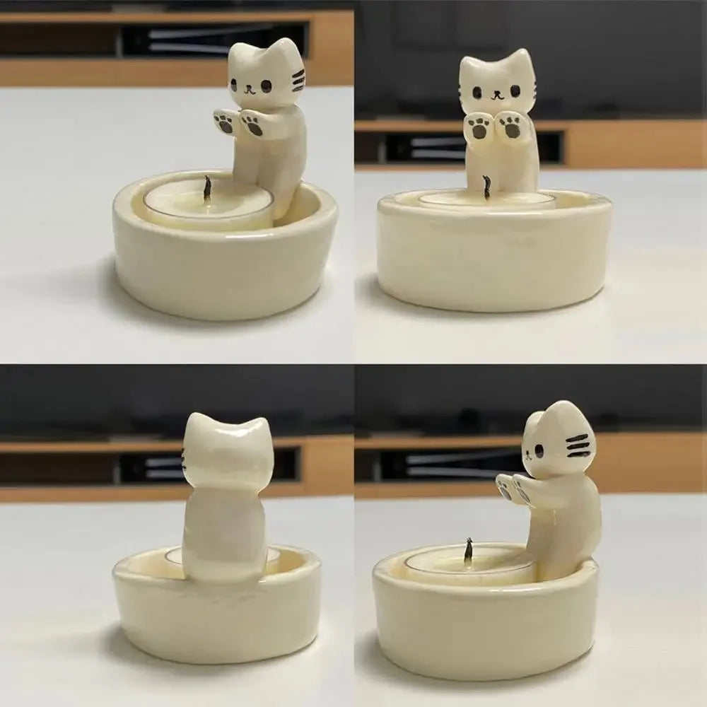 Cartoon Candle Holder Cat Dog Rabbit Desktop Decor Cute Candlestick Creative Gift for Home Aromatherapy Birthday Ornament