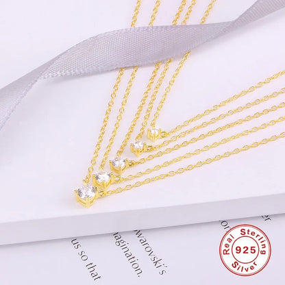 CANNER 925 Sterling Silver Necklace Women Cubic Zirconia Necklace Jewelry CZ Crystal Choker Necklace Gold Color Collier H40