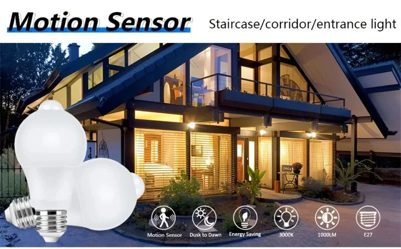 Motion Sensor Light 220V 110V E27 6W 9W 12W 15W 18W 20W LED Lamp Auto Smart Infrared Bulb Energy Saving Bombillas Home Porch
