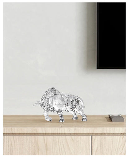 Room Decor Animal Ox Sculpture Ornaments Acrylic Crystal Crafts Statue Living Room Office Desktop Decoration Nordic Artwork Gift