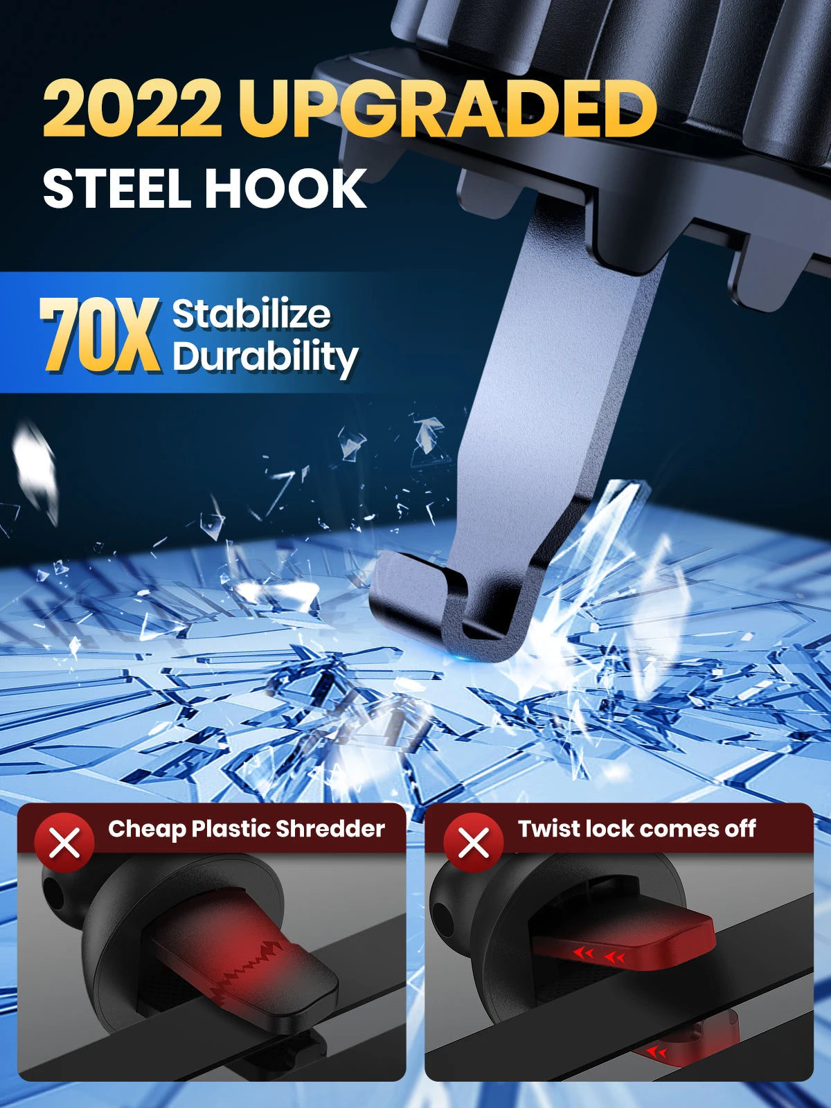 TOPK Car Phone Holder Air Vent Car Mount [Big Phone & Thick Cases] Hands Free Cell Phone Automobile Clamp Cradles for All Phones