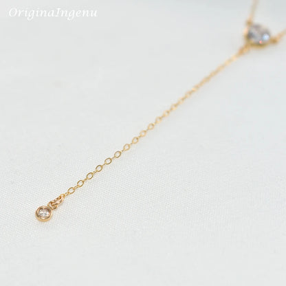 Gold Y Necklace Gold Filled Choker  Handmade Jewelry Zircon Pendants Collier Femme Kolye Collares Boho Necklace For Women