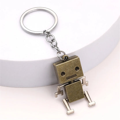 Vintage Mechanical Screw Robot Keychain Creative Movable Joint Steampunk Robot Car Key Holder For Men Backpack Pendants