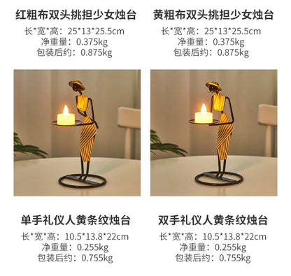 Rustic Wedding Table Centerpiece Decor Living Room Human Figurines Candlestick Gifts Candle Holders Home Decoration Accessories
