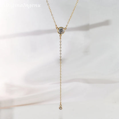 Gold Y Necklace Gold Filled Choker  Handmade Jewelry Zircon Pendants Collier Femme Kolye Collares Boho Necklace For Women