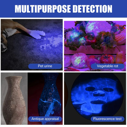 UV Flashlight 100LEDs LGUIY UV Light Torch Lamp 395nm Ultraviolet Blacklight Pet Dog Cat Bug Detector with UV Protection Glasses