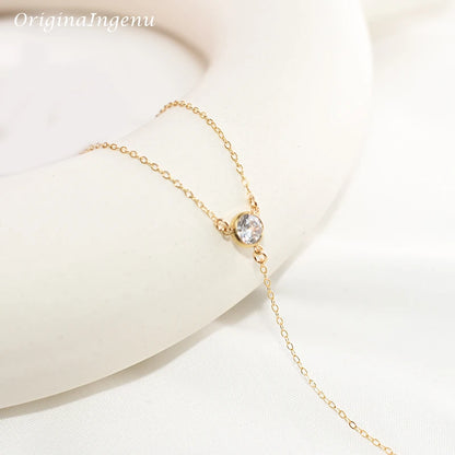 Gold Y Necklace Gold Filled Choker  Handmade Jewelry Zircon Pendants Collier Femme Kolye Collares Boho Necklace For Women