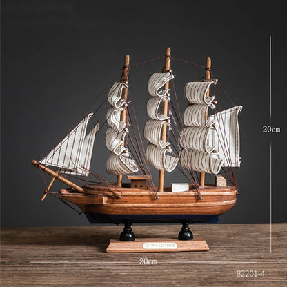 Wooden Sailboat Model home decor Mediterranean Style Home Decoration Accessories Creative Decoration Room Decor Birthday Gift