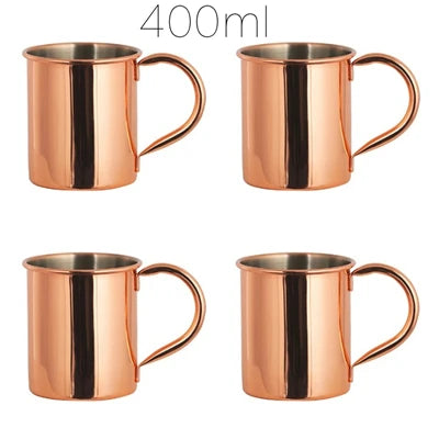 4pcs 550ml Hammered Copper Plated Moscow Mule Mug Cocktail Beer Coffee Cup Drinkware Tazas