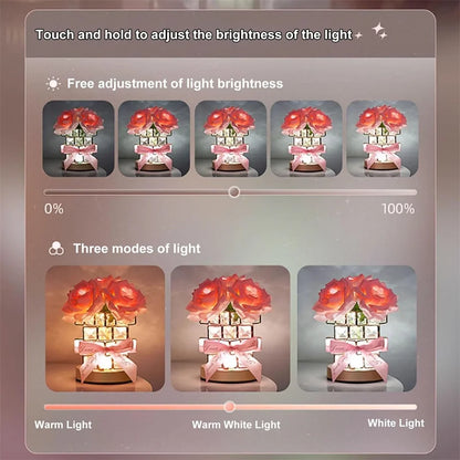 LED Crystal Rose Table Lamp 3 Colors Dimmable Magic Cube Rose Creative  Atmosphere Lights Bedroom Bedside Decor Lighting Gift ﻿
