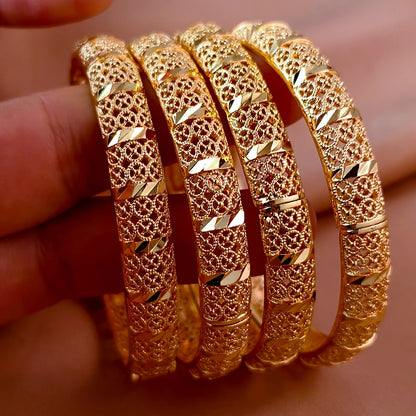 Dubai Gold Plated Bangles For Women Fashion Round Bracelet Flower Bracelet Feast Bijoux