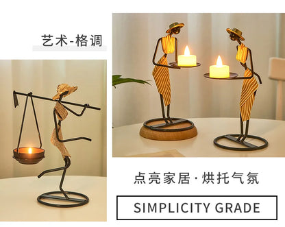 Rustic Wedding Table Centerpiece Decor Living Room Human Figurines Candlestick Gifts Candle Holders Home Decoration Accessories