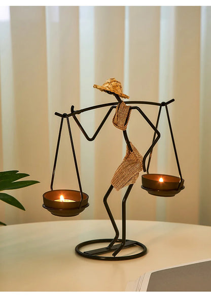 Rustic Wedding Table Centerpiece Decor Living Room Human Figurines Candlestick Gifts Candle Holders Home Decoration Accessories