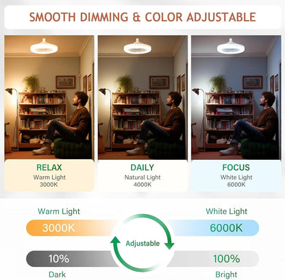 Modern Indoor 30W Ceiling Fan Lamp 360°Rotating with Remote Control E27 Living Room Bedroom Lighting LED Decorative Lights 2in1
