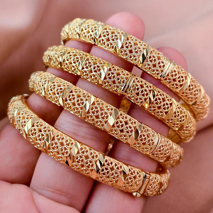 Dubai Gold Plated Bangles For Women Fashion Round Bracelet Flower Bracelet Feast Bijoux