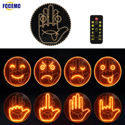 Funny LED Expression Gesture Atmospere Lamp With Remote Control Multi-function Display Car Rear Windshield Ambient Mood Light