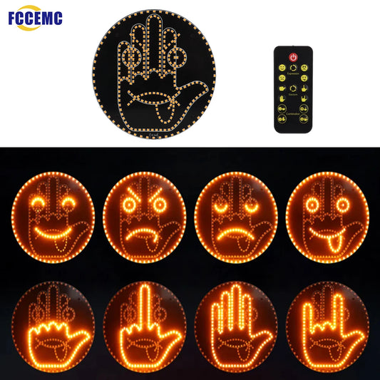 Funny LED Expression Gesture Atmospere Lamp With Remote Control Multi-function Display Car Rear Windshield Ambient Mood Light