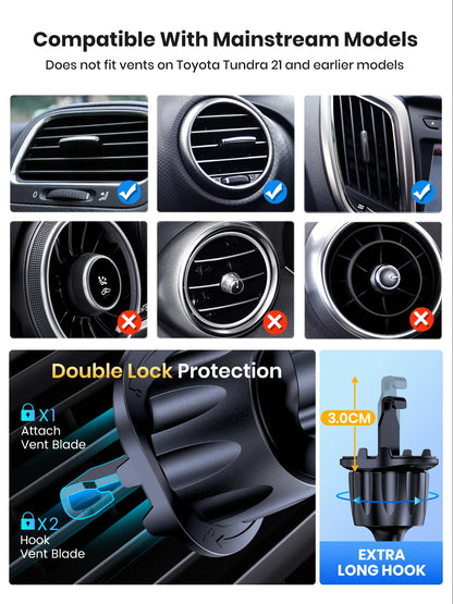 TOPK Car Phone Holder Air Vent Car Mount [Big Phone & Thick Cases] Hands Free Cell Phone Automobile Clamp Cradles for All Phones