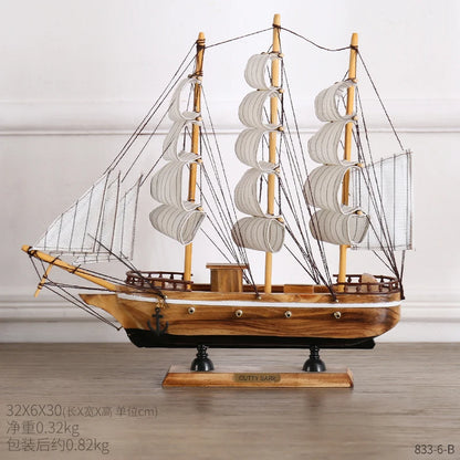 Wooden Sailboat Model home decor Mediterranean Style Home Decoration Accessories Creative Decoration Room Decor Birthday Gift