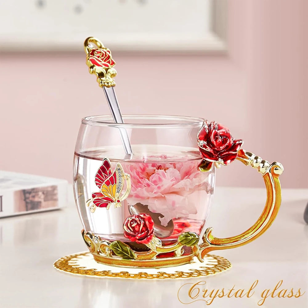 Gifts for Mom Women Mothers Day Glass Coffee Enamels Mug Best Birthday Valentines Gifts for Her Girlfriend Wife from Daughter