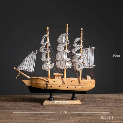Wooden Sailboat Model home decor Mediterranean Style Home Decoration Accessories Creative Decoration Room Decor Birthday Gift