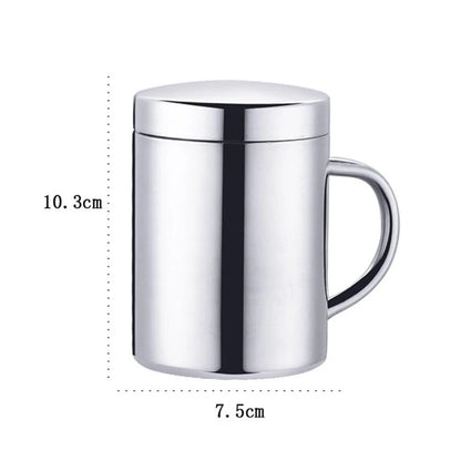 400ML Double Wall Anti Scalding Coffee Mug Insulated Portable Stainless Drink Cup Drinking Cup Steel Polishing Beer Tea Juice