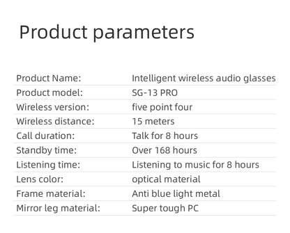 Bluetooth 5.4 Glasses Headphones Wireless Glasses Earphones Air Conduction Headsets HiFi Noise Reduction Earbuds Outdoor Sport